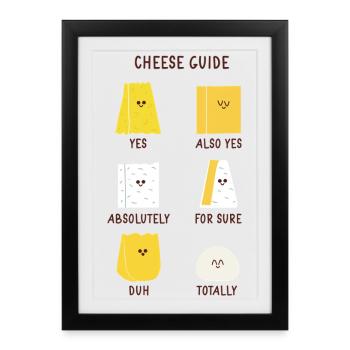Cute Cheese Guide for People Who Love Cheeses Chef - Framed poster (27 × 37 cm) - black - Front