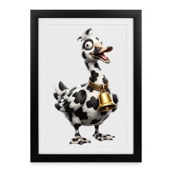 Funny Mixed Goose Cow Pattern - Framed poster (27 × 37 cm) - black - Front