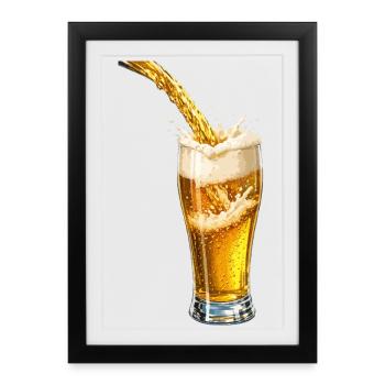 Éclat de mousse de bière dorée - Affiche encadrée (27 × 37 cm) - noir - Devant