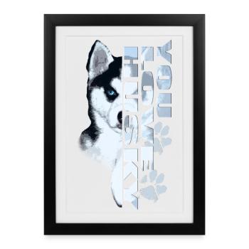 Husky Portrait Font - Framed poster (27 × 37 cm) - black - Front