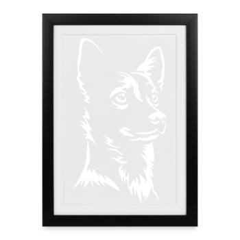 Podengo Head "Black Edition" - Framed poster (27 × 37 cm) - black - Front
