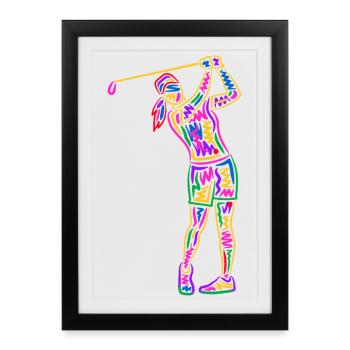 Golfeuse Golfeuse Femmes Colorées Enfants Filles Golfeuses - Affiche encadrée (27 × 37 cm) - noir - Devant