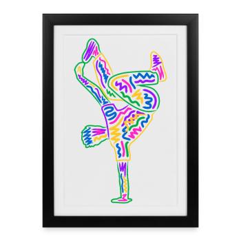 Breakdancing Breakdancer Colorful Boys Breakdance - Framed poster (27 × 37 cm) - black - Front
