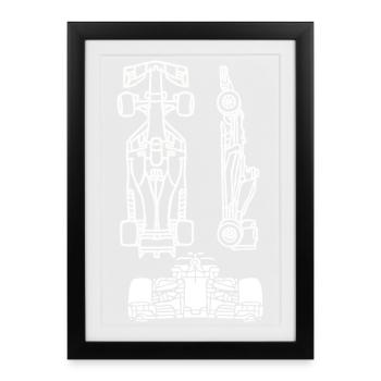 Plan de la technologie des voitures de course – Design moderne - Affiche encadrée (27 × 37 cm) - noir - Devant