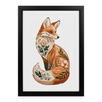 Renard décoratif - Affiche encadrée (27 × 37 cm) - noir - Devant