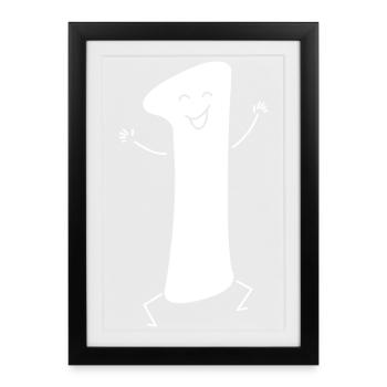 Drôle : Minimal Numéral 1 | Première - Affiche encadrée (27 × 37 cm) - noir - Devant