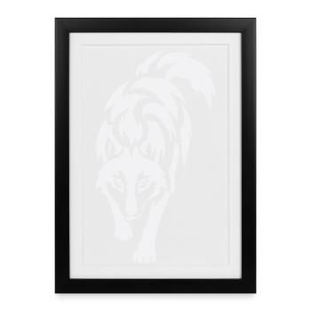 Wolf's silhouette in contrast - Framed poster (27 × 37 cm) - black - Front