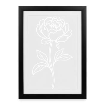 Peony Line Drawing - Framed poster (27 × 37 cm) - black - Front