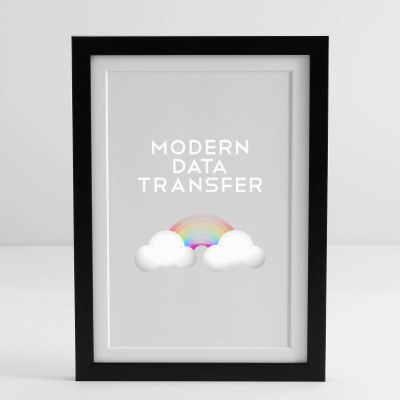 Modern Data Transfer Clouds Computer Scientist Gift Framed poster (27 × 37 cm)