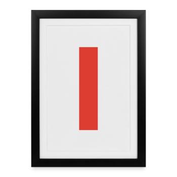 Barre verticale rouge sur le T-shirt - Affiche encadrée (27 × 37 cm) - noir - Devant