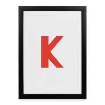 Puissant K : Rouge minimaliste - Affiche encadrée (27 × 37 cm) - noir - Devant