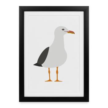 Mouette - Affiche encadrée (27 × 37 cm) - noir - Devant