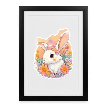 Petit lapin - Affiche encadrée (27 × 37 cm) - noir - Devant