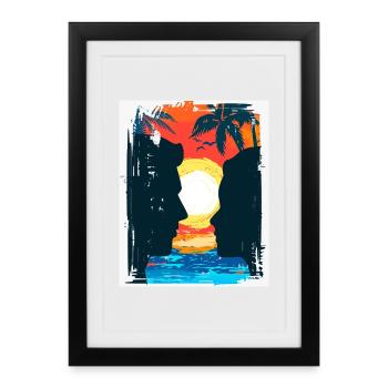 Tropical Sunset Lover - Framed poster (27 × 37 cm) - black - Front
