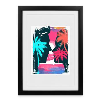 Neon Tropics Silhouette Romance - Framed poster (27 × 37 cm) - black - Front