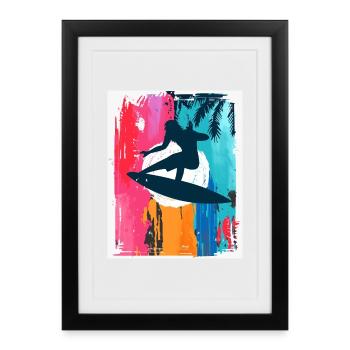 Silhouette de la mer au coucher de soleil tropical - Affiche encadrée (27 × 37 cm) - noir - Devant