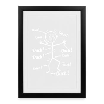 Humour Sport & Health - Stickman ouch mal partout - Framed poster (27 × 37 cm) - black - Front