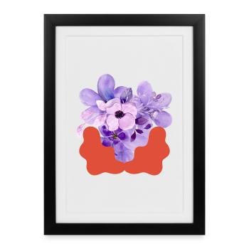 Purple Bloom with Coral Splash - Framed poster (27 × 37 cm) - black - Front