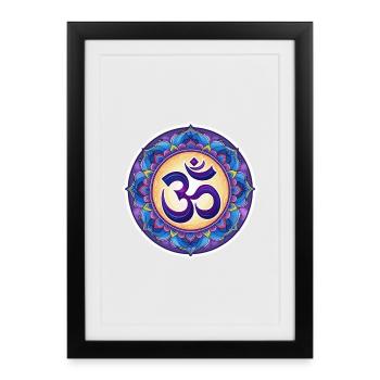 Mandala OM bleu et violet - Affiche encadrée (27 × 37 cm) - noir - Devant