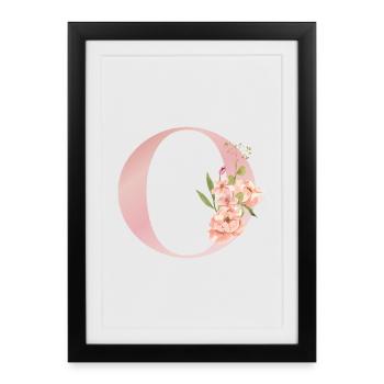 C Florale Monogramme Pastel - Affiche encadrée (27 × 37 cm) - noir - Devant