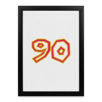 90. 90 YEARS. 90th ANNIVERSARY. 90 YEARS ANNIVERSARY. - Framed poster (27 × 37 cm) - black - Front