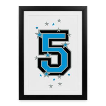 Number five decorated with stars - Framed poster (27 × 37 cm) - black - Front