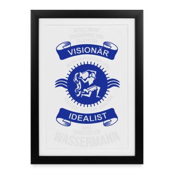 Sternzeichen Wassermann - Gerahmtes Poster (27 × 37 cm) - Schwarz - Vorne