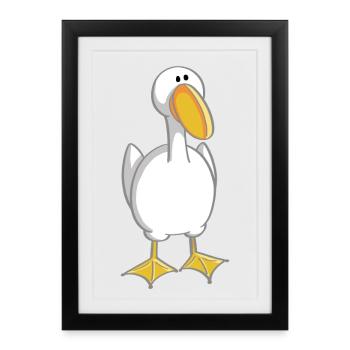 Petite Oie - - canard - canards - oies - Affiche encadrée (27 × 37 cm) - noir - Devant