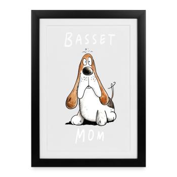 Basset Hound Mama I Chien Mama I Chiens Maîtresse - Affiche encadrée (27 × 37 cm) - noir - Devant