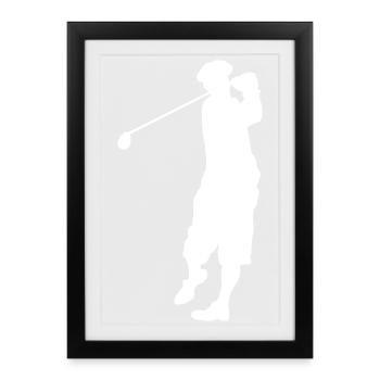 Silhouette de golf - Affiche encadrée (27 × 37 cm) - noir - Devant