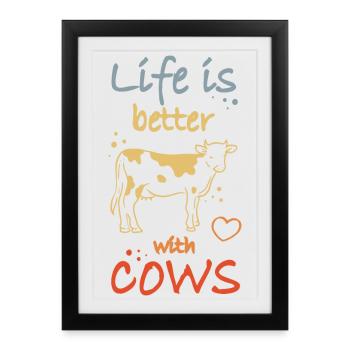 Amoureux des vaches - Affiche encadrée (27 × 37 cm) - noir - Devant