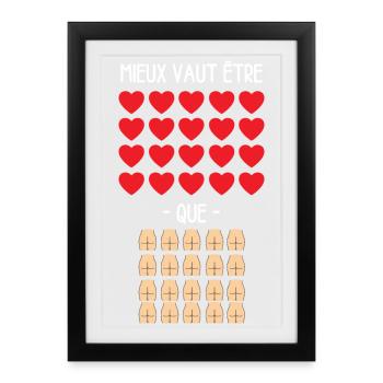 Mieux vaut être 20 Cœurs que 20 Culs - Humour noir - Affiche encadrée (27 × 37 cm) - noir - Devant