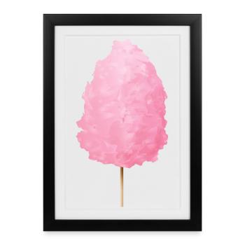 Barbe à papa rose moelleuse - Affiche encadrée (27 × 37 cm) - noir - Devant