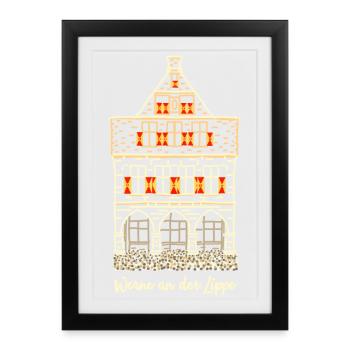 Rathaus, Werne an der Lippe, Münsterland - Gerahmtes Poster (27 × 37 cm) - Schwarz - Vorne
