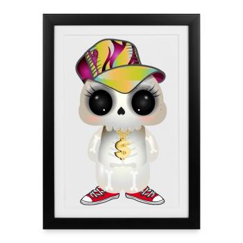 cute cool skull in hip hop look - Framed poster (27 × 37 cm) - black - Front