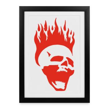 Flaming screaming skull (red) - Framed poster (27 × 37 cm) - black - Front