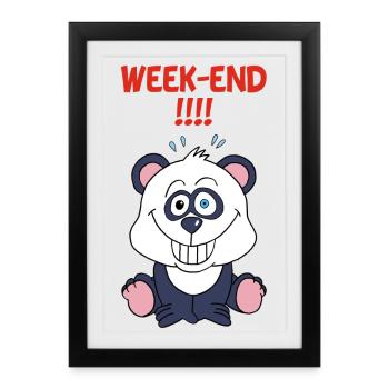 Panda on weekends - Framed poster (27 × 37 cm) - black - Front