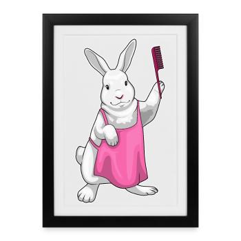 Peigne de coiffeur Bunny - Affiche encadrée (27 × 37 cm) - noir - Devant