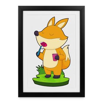 Fuchs toothbrush - Framed poster (27 × 37 cm) - black - Front