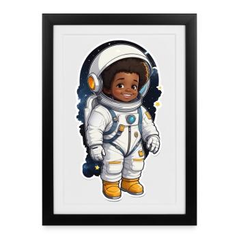 Little astronaut with a smile - Framed poster (27 × 37 cm) - black - Front
