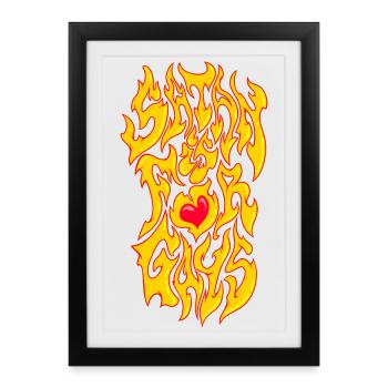 Satan est pour les gays - Affiche encadrée (27 × 37 cm) - noir - Devant