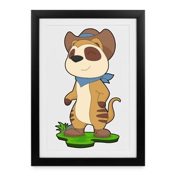 Meerkat Cowboy Cowboy Hat - Framed poster (27 × 37 cm) - black - Front