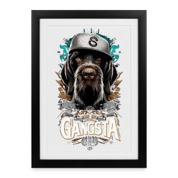 Cadeau allemand pour chien gangsta à poil dur - Affiche encadrée (27 × 37 cm) - noir - Devant