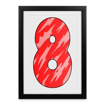 Number 8 Number Eight Motif Red Pattern - Framed poster (27 × 37 cm) - black - Front
