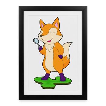 Fox Detective Magnifying Glass - Framed poster (27 × 37 cm) - black - Front