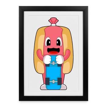 Hotdog Skater Skateboard - Framed poster (27 × 37 cm) - black - Front