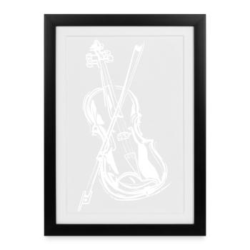 Geige Zeichnung - Gerahmtes Poster (27 × 37 cm) - Schwarz - Vorne