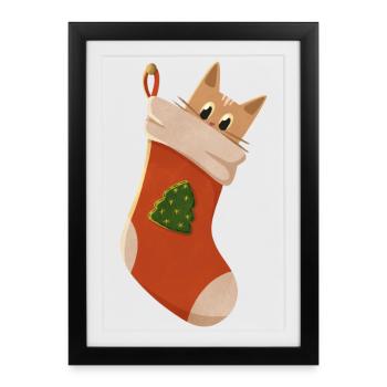 Cute kitten in boots - Framed poster (27 × 37 cm) - black - Front