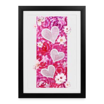 Coeurs en fleurs d’amandier - Sonja Ariel von Staden - Affiche encadrée (27 × 37 cm) - noir - Devant