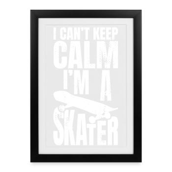 Je n’arrive pas à rester calme, je suis un patineur - Affiche encadrée (27 × 37 cm) - noir - Devant